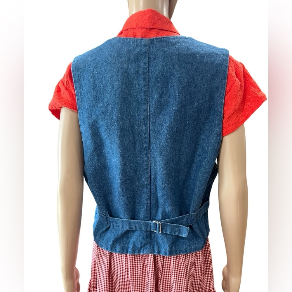 Western women’s blue denim cotton waistcoat vintage vest L - Picture 4 of 8